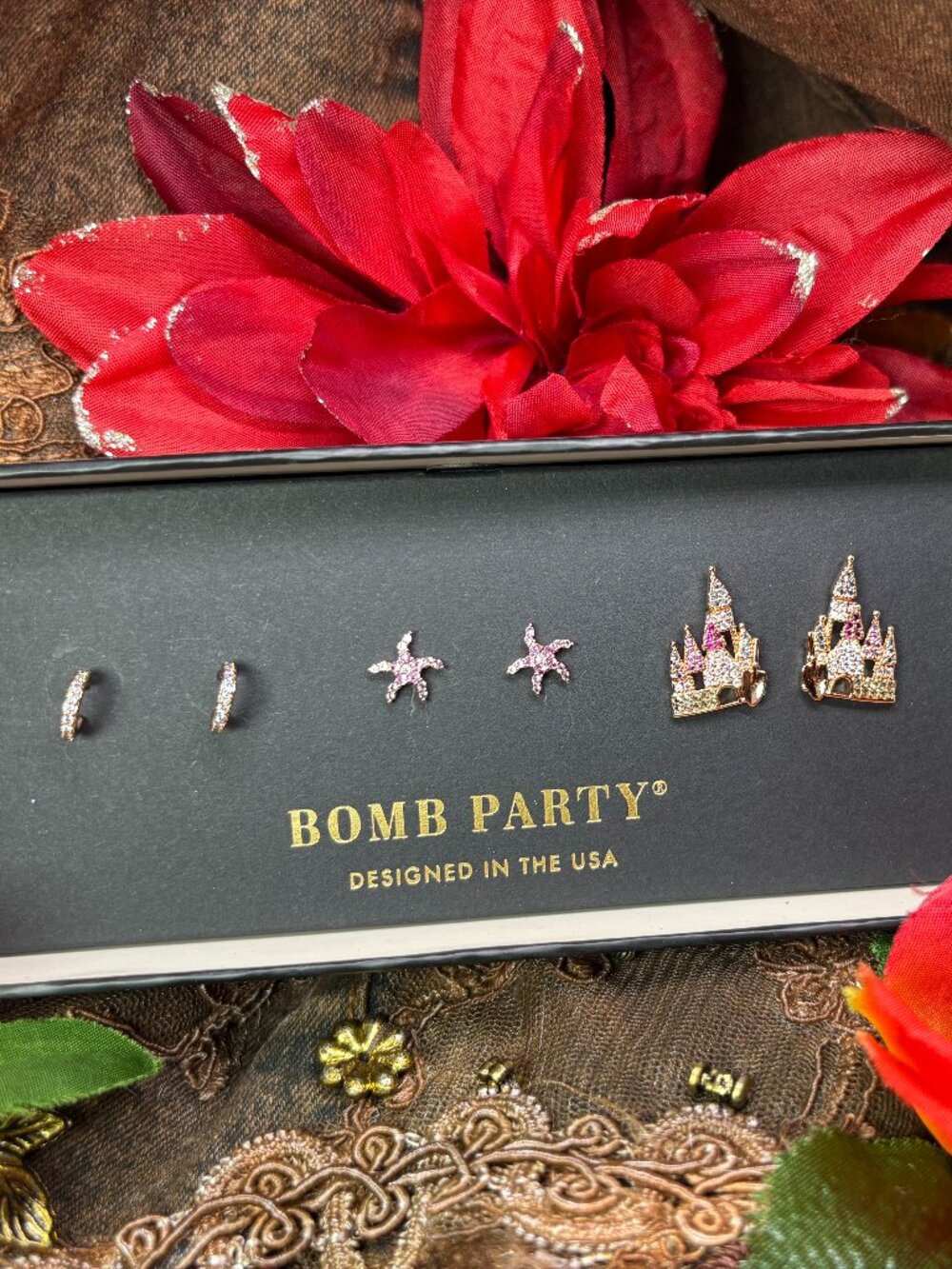 Bomb Party “Meet Me By The Sea” 3 Pair Shiny Studs  RBP6609 MSRP $88